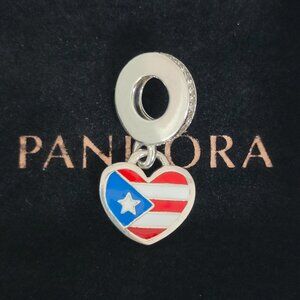 Pandora Puerto Rico Heart Flag Dangle Exclusive Charm S925 Silver